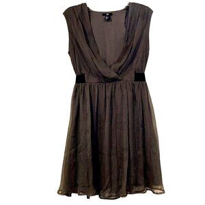 H&M Dress Womens US 6 Black Sleeveless V Neck Chiffon Sheer Lined Party Cocktail